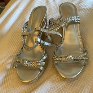 Cute silver strap wedge sandals